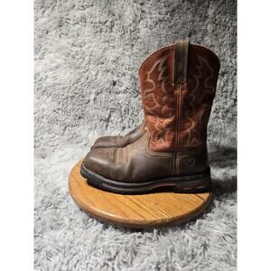 Ariat Mens Size 9EE WorkHog Wide Square Toe Steel Toe Work Boot Leather Upper